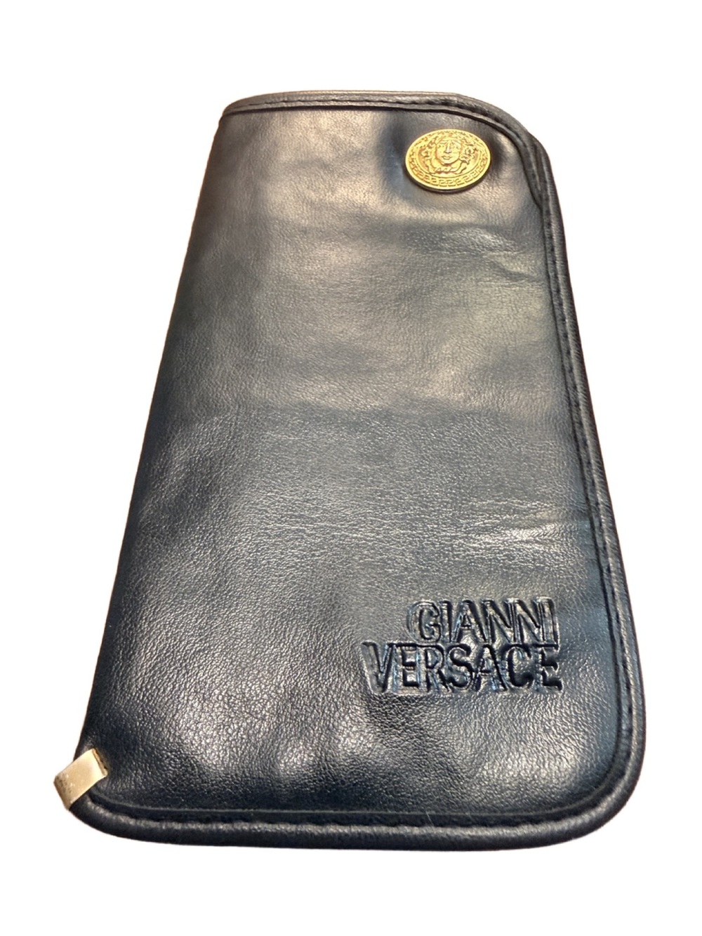 Gianni Versace Black Leather Gold Medusa Sunglasses Eyeglasses Case